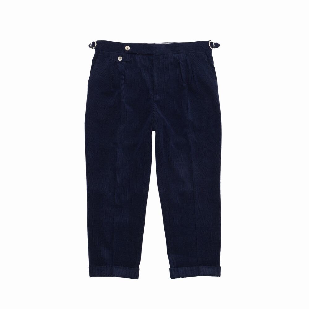 2.2k$ BRUNELLO CUCINELLI Men’s Navy Wool Silk Corduroy Pleated Pants Size 54